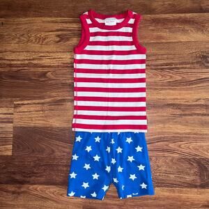 Hanna Andersson Red White and Blue PJ Set Tank and Shorts 5T Unisex